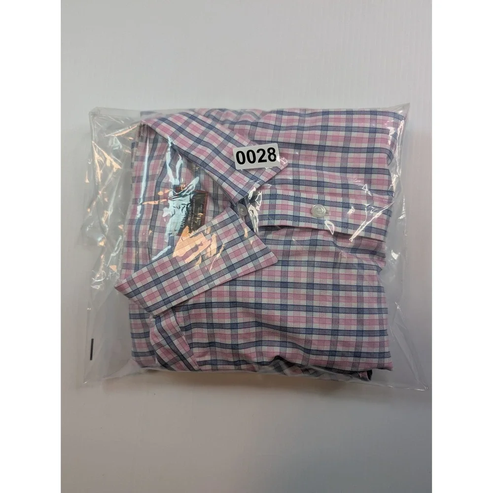 UNTUCKit‎ Mens Medium Wrinkle Free Regular Fit Shirt Pink Blue Check Long Sleeve
